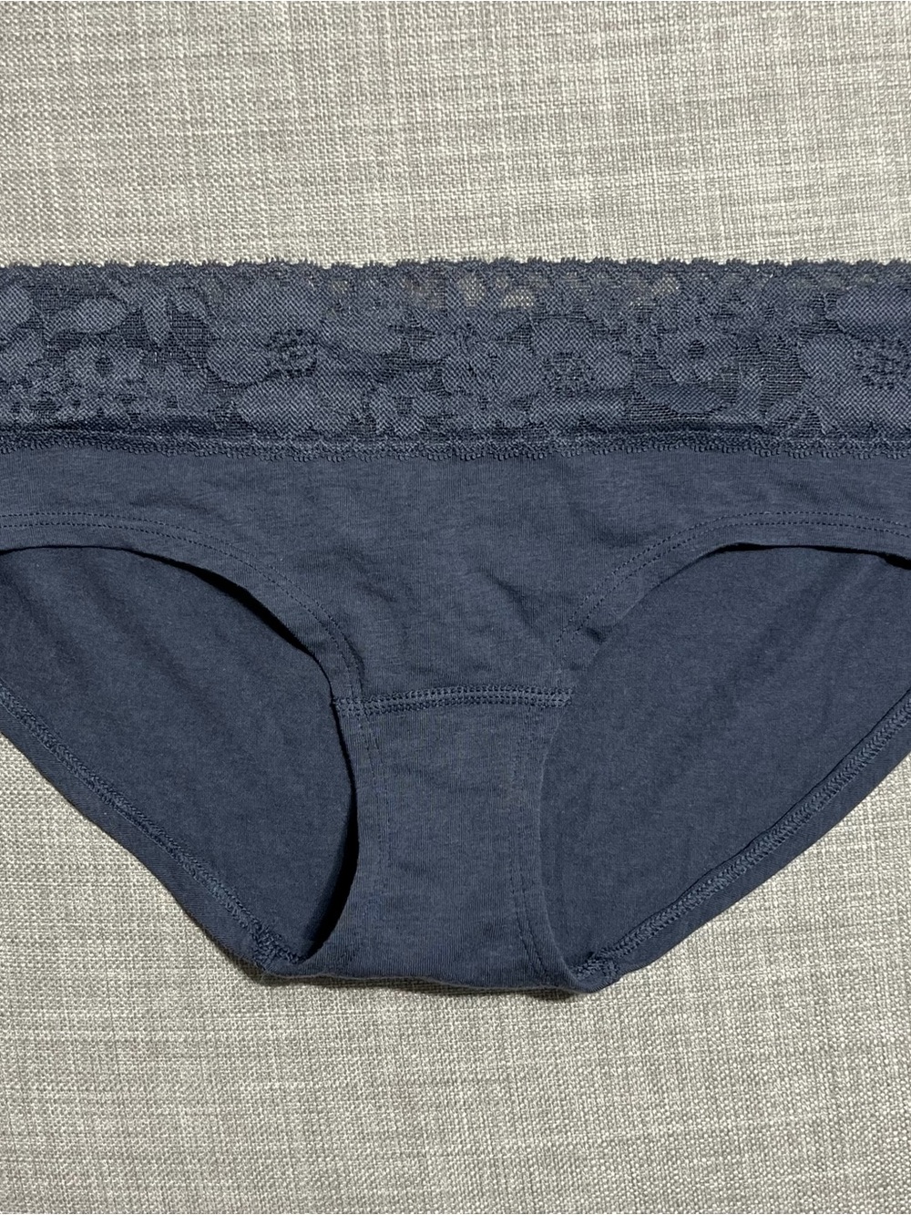 NWT Victoria’s Secret Lace Trim Bikini panty in Navy Blue size medium